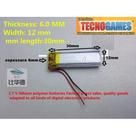 Bateria 180mah 6mmX12mmX30mm 2 fios 3,7v Nova 601230