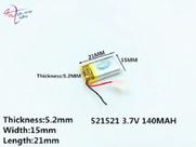 Bateria 2 Fios 3,7v 140 Mah 5,2mm * 15mm * 21mm Nova - Bateria 2 Fios 3,7v 140 Mah 5,2mm * 15mm * 21mm Nova -