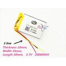 Bateria 2000 Mah 3 Fios 3,7v Grossa 10mm X 34mm X 50mm 1pç Bateria 2000 Mah 3 Fios 3,7v Grossa 10mm X 34mm X 50mm 1pç
