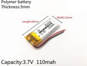 Bateria 3.7v 110 Mah 3mm X12mm X30mm 2 Fios 301230