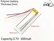 Bateria 3.7v 300 Mah 5mm X12mm X40mm 2 Fios 501240