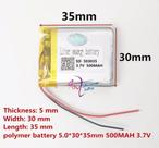 Bateria 3.7v 500 Mah 5mm X30mm X35mm 2 Fios 503035