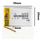 Bateria 3 Fios 450 Mah 3,7v 4mm X 25mm X 35mm 402535