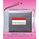 Bateria 3,3mmx27mmx35mm 3 Fios 310mah 3,7v 332735