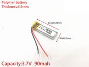 Bateria 350926com 90mah 3,5mmx09mmx26mm 2 fios 3,7v