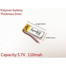 Bateria 3,7v 110mah 3mm X 12mm X 30mm C/2 Fios Gra