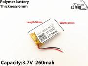 Bateria 3,7v 260mah 6mm X 17mm X 30mm 2 Fios 601730 Bateria 3,7v 260mah 6mm X 17mm X 30mm 2 Fios 601730