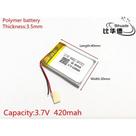 Bateria 3,7v 420mah 3,5mm X 30mm X 40mm C/2 Fios