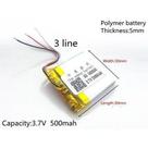 Bateria 3,7v 5mm X 30mm X 30mm Com 450mah E 3 Fios Nova