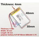 Bateria 3,7v 600mah 4mm X 30mm X 48mm