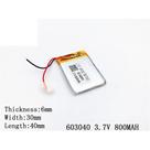 Bateria 3,7v 800mah 6mm X 30mm X 40mm C/2 Fios