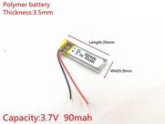 Bateria 3,7v 90mah 3,5mm X 9mm X 26mm C/2 Fios Cr -