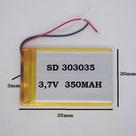 Bateria 3mm X 30mm X 35mm Com 3 Fios 300mah Bateria 3mm X 30mm X 35mm Com 3 Fios 300mah