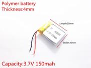 Bateria 402025 com 150mah 4mmx20mmx25mm 2 fios 3,7v