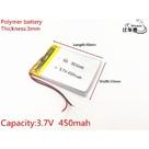 Bateria 450mah 3,7v 3mm X 30mm X 40mm Com 2 Fios 303040