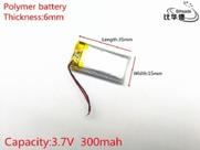 Bateria 601535 3.7v 300mah 6mm X 15mm X 35mm 2 Fios