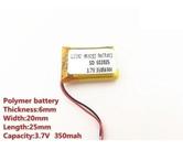 Bateria 602025 C/ 3,7v 350mah 6mm X 20mm X 25mm 2 Fios