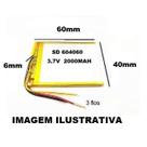 Bateria 604060 com 2000mah medidas 6mmx40mmx60mm 3 fios 3,7v
