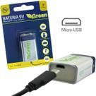 Bateria 9v Recarregável 500mah Entrada Micro Usb Recarga Fácil, para Microfone, Brinquedo, Robótica