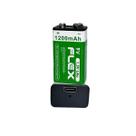 Bateria 9V recarregável carga direta via USB-C 1200mAh