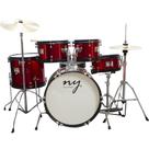 Bateria Acústica Infantil Junior 2T Vermelha com Banco New York