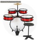 Bateria Acústica Infantil Vermelho Rock Baby Profissional Mdf 72 Cm