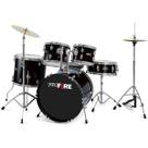 Bateria Acústica Pro Fire 20" Cromada Com Banco e Pratos