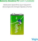Bateria Alcalina Elgin com 1 unidade 9V Pilha Bateria Alcalina Elgin com 1 unidade 9V Pilha