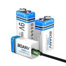 Bateria BOANV 9V 1300mAh USB recarregável, pacote com 3