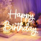 Bateria branca YALLOVE Happy Birthday Neon Sign 41x30cm