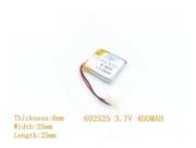 Bateria C/ 2 Fios 400 Mah 3,7 V 6mm X 25mm X 25mm 602525
