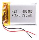 Bateria Com 2 Fios 750mah 403450 4mm X 34mm X 50mm 3,7v