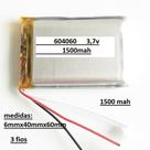 Bateria Com 3 Fios 6mmx40mmx60mm 1500mah 604060 3,7v -