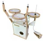 Bateria Compacta Percubo Fast Pop Paint White compacta com estantes e máquina de chimbal embutida