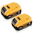 Bateria compatível com DeWalt 20V Max DCB200 8.0Ah, pacote com 2 unidades
