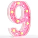 Bateria de luz Pooqla Pink Glitter LED Marquee Number 9
