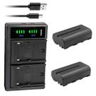 Bateria e carregador Kastar, pacote com 2 unidades NP-F550/NP-F570 para FEELWORLD F6 PLUS 5.5