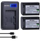 Bateria e carregador LCD, 2 pacotes para Sony NP-FV30, NP-FV40, NP-FV50