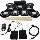 Bateria eletrônica 6 Drums 5 Metal Silicone Portátil C Pedal