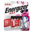 Bateria Energizer Max AAA Alcalina 1,5 V, pacote com 4