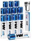 Bateria HW AAA Recarregável 1,5V 1300mWh Pacote com 12 Unidades USB-C
