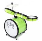 Bateria Infantil Luen Batuka Baby Verde Acústica Completa com Banco, Prato, Pedal e Baquetas