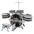 Bateria Instrumento Infantil Rock Party Star com Banquinho Pedal e Baquetas DM Toys DMT6066 Preta