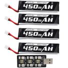 Bateria Lipo Blomiky 1S 3,8V 450mAh 80C (4 Unidades) - com Plug PH2.0