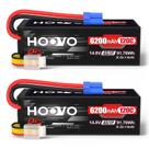 Bateria Lipo HOOVO 4S 14,8V 6200mAh 120C com Conector EC5 (Pacote com 2)
