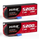 Bateria Lipo HRB 2S 5200mAh 7,4V 120C com plugue EC5 (pacote com 2)