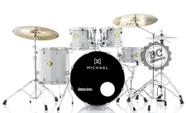 Bateria Michael Legacy Sparkle Silver SSR 22,10,12,16 com Ferragens Duplas, 2 Estantes, Banco Bateria Michael Legacy Sparkle Silver SSR 22,10,12,16 com Ferragens Duplas, 2 Estantes, Banco
