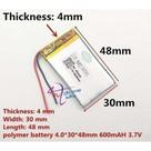 Bateria Mp4 Mp3 48mm X 30mm X 4mm 3,7v 600mah