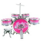 Bateria Musical Infantil C/ Banquinho Tambor Pedal Baquetas 51cm Dm Toys
