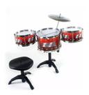 Bateria Musical Infantil com3 tambores Banqueta DM TOYS